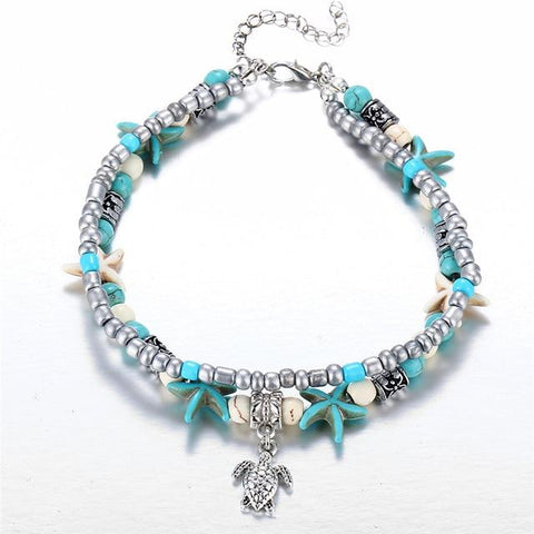 Image of Vintage Shell Beads Turtle/Wave Anklets - dil se yoga