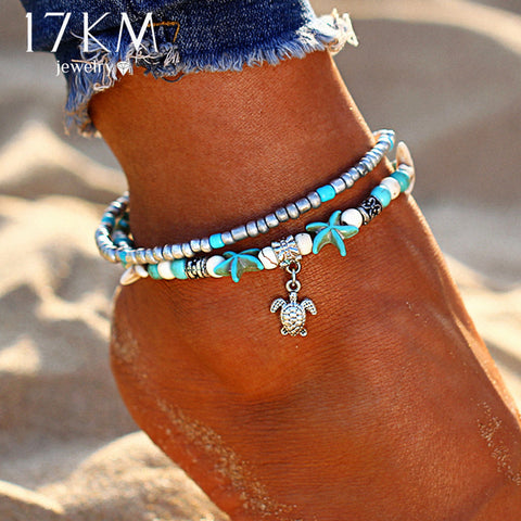 Image of Vintage Shell Beads Turtle/Wave Anklets - dil se yoga