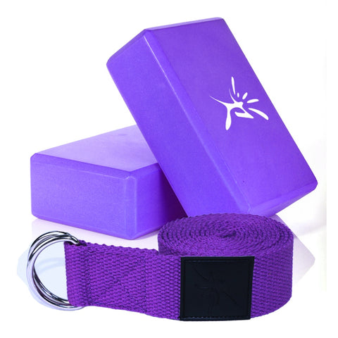 Image of "Nandrani" EVA Yoga Set - 2 Bricks + Training Belt - dil se yoga