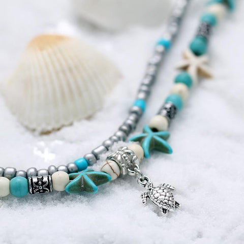 Image of Vintage Shell Beads Turtle/Wave Anklets - dil se yoga